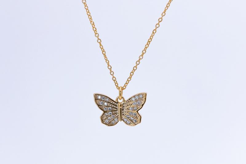 [Ozel] Casual Mood Glossy Brass Cubic Necklace