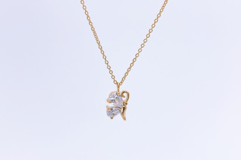 [Ozel] Delicate Fit Glossy Brass Cubic Necklace