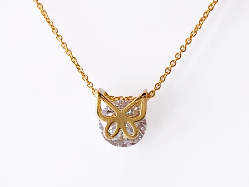 [Ozel] Subtle Charm Glossy Brass Cubic Necklace
