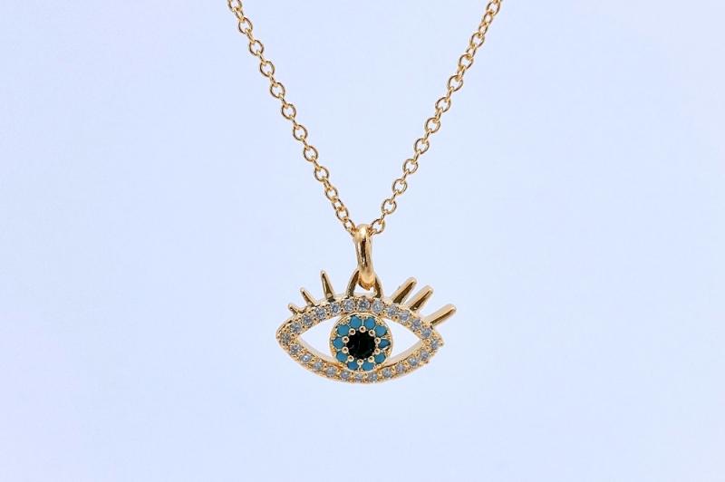 [Ozel] Casual Mood Glossy Brass Cubic Necklace