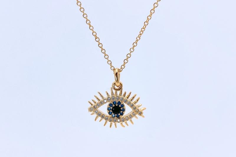 [Ozel] Vintage Vibe Glossy Brass Cubic Necklace