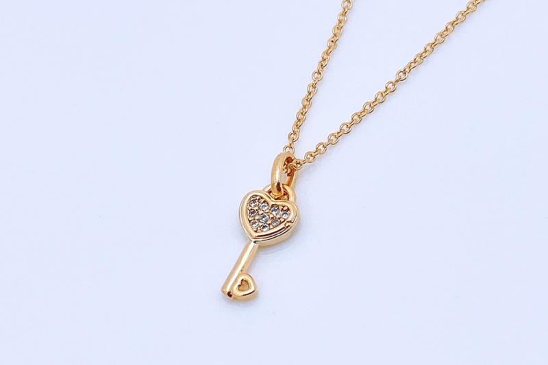 [Ozel] Vintage Vibe Glossy Brass Cubic Necklace