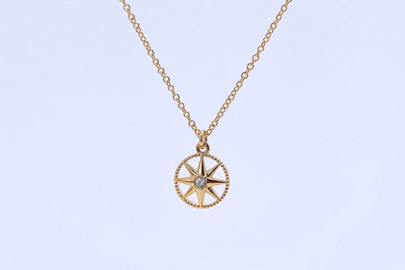 [Ozel] Daily Point Glossy Brass Cubic Necklace
