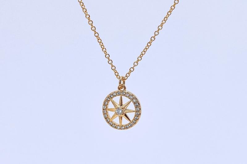 [Ozel] Casual Mood Glossy Brass Cubic Necklace