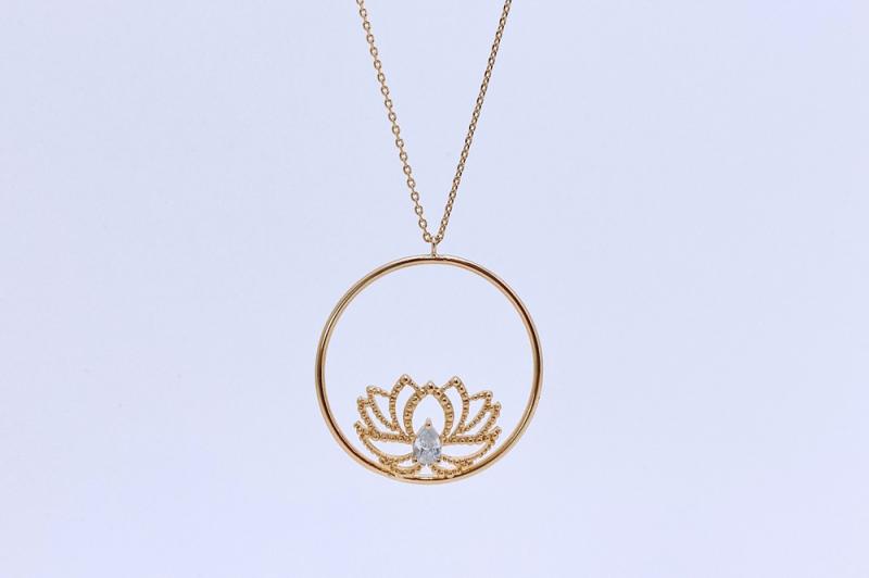 [Ozel] Shiny BRASS Cubic Zirconia Necklace