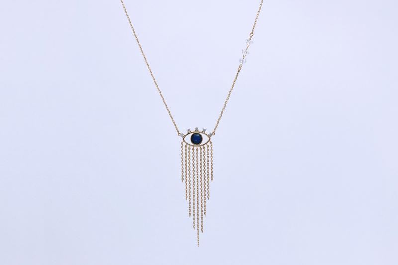 [Ozel] Daily Point Glossy Brass Cubic Necklace