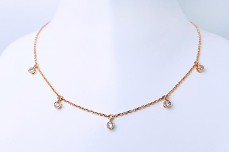 [Ozel] Vintage Vibe Glossy Brass Cubic Necklace