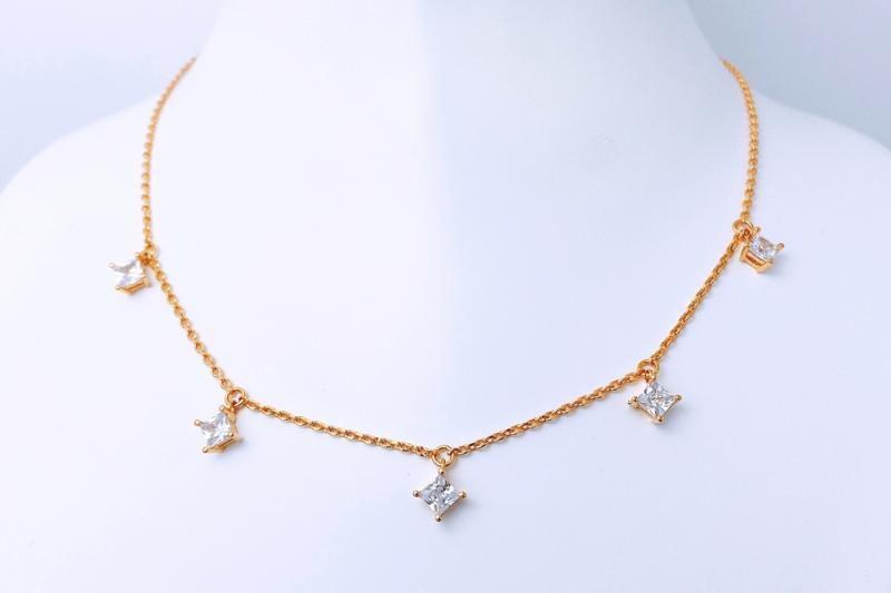 [Ozel] Unique Mood Glossy Brass Cubic Necklace