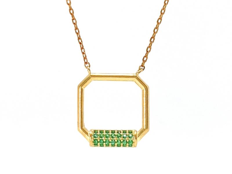 [Ozel] Shiny BRASS Cubic Zirconia Necklace
