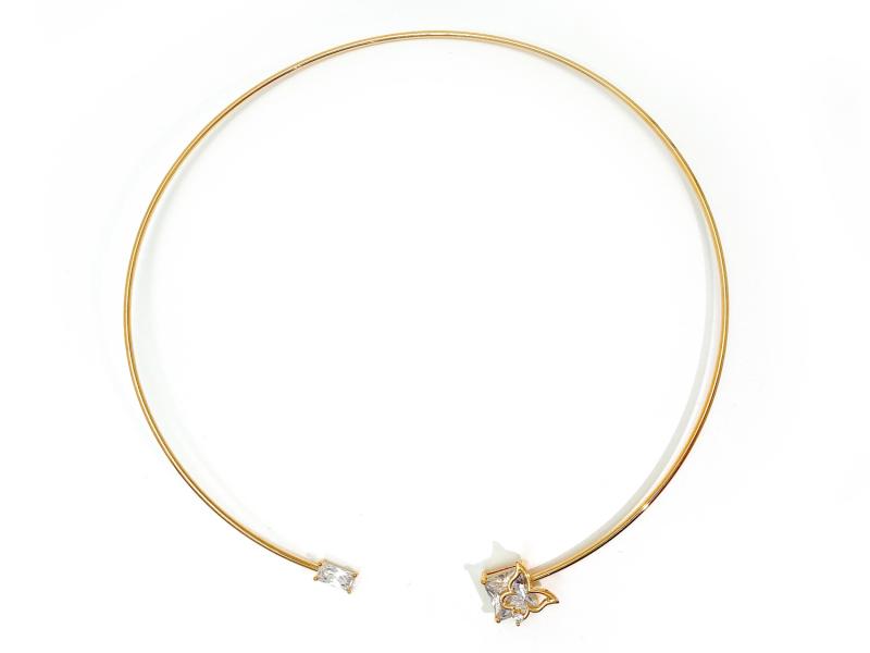 [Ozel] Shiny BRASS Cubic Zirconia Choker