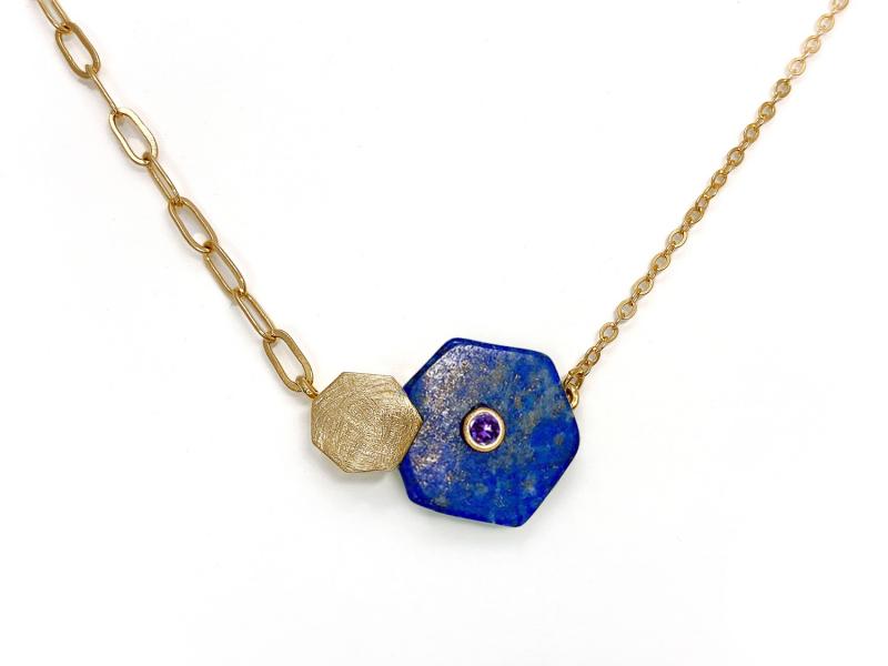 [Ozel] Shiny BRASS/ZINC/ACRYLIC Cubic Zirconia Necklace
