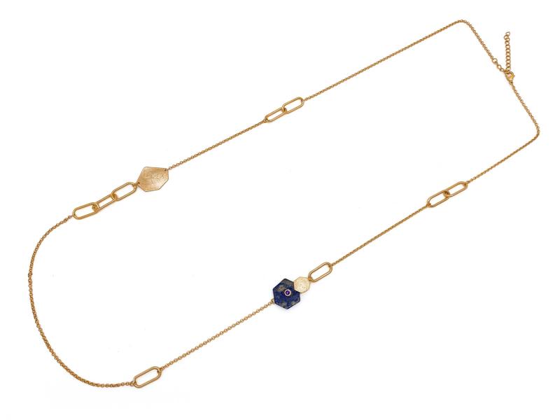 [Ozel] Shiny BRASS/ZINC/ACRYLIC Cubic Zirconia Necklace