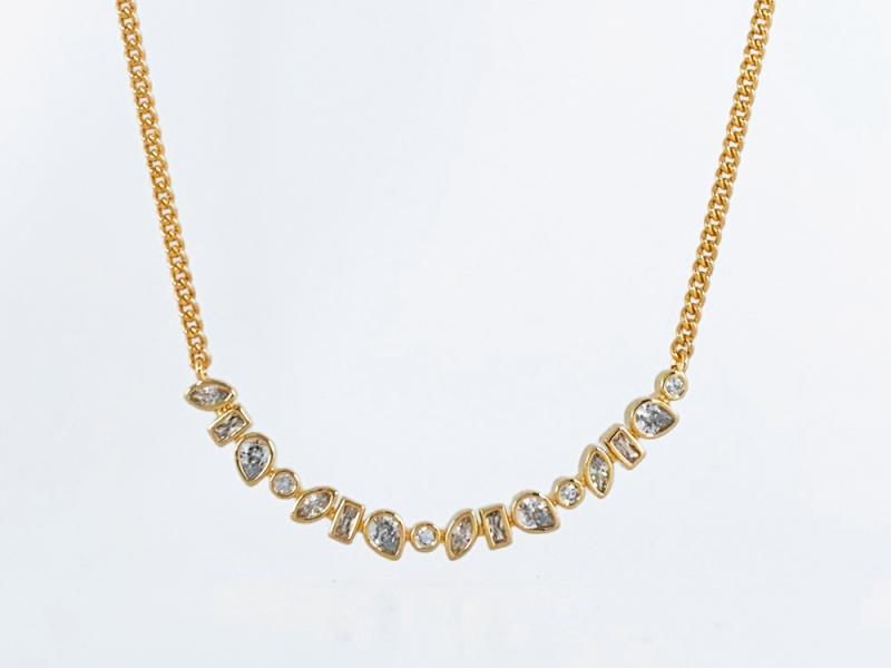 [Ozel] Shiny BRASS Cubic Zirconia Necklace