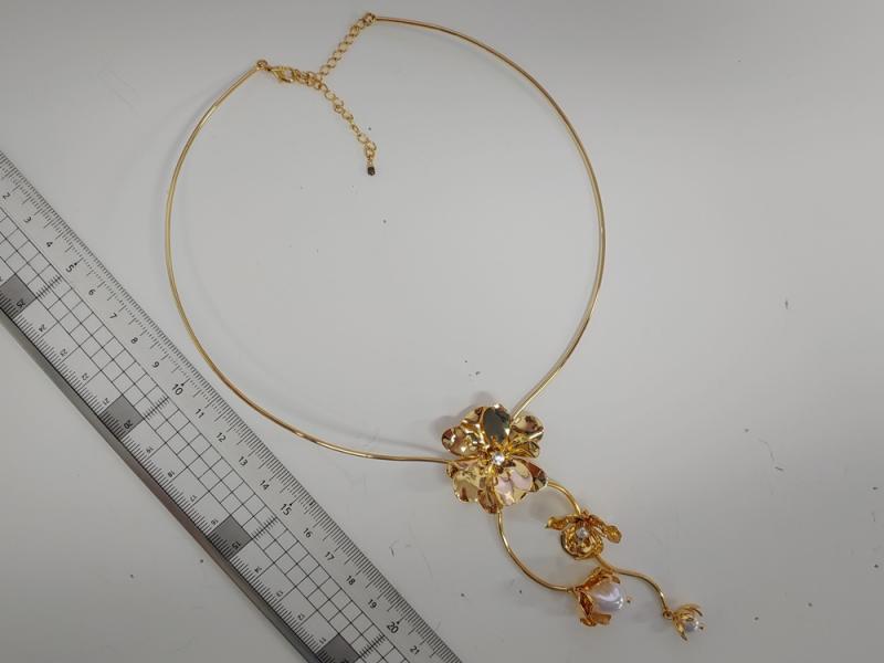 [Ozel] BRASS Pearl/Cubic Zirconia Necklace