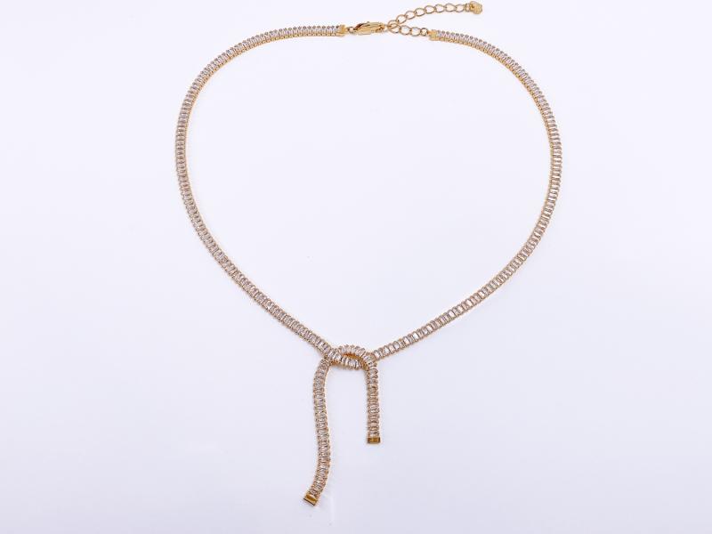 [Ozel] Shiny BRASS Cubic Zirconia Necklace