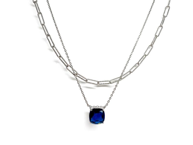 [Ozel] Shiny BRASS Cubic Zirconia/Glass Necklace