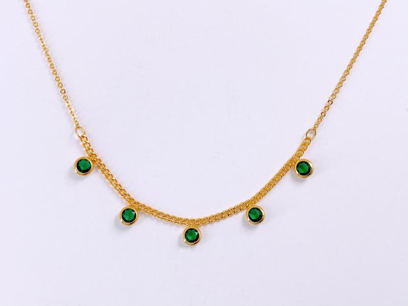 [Ozel] Shiny BRASS Cubic Zirconia Necklace