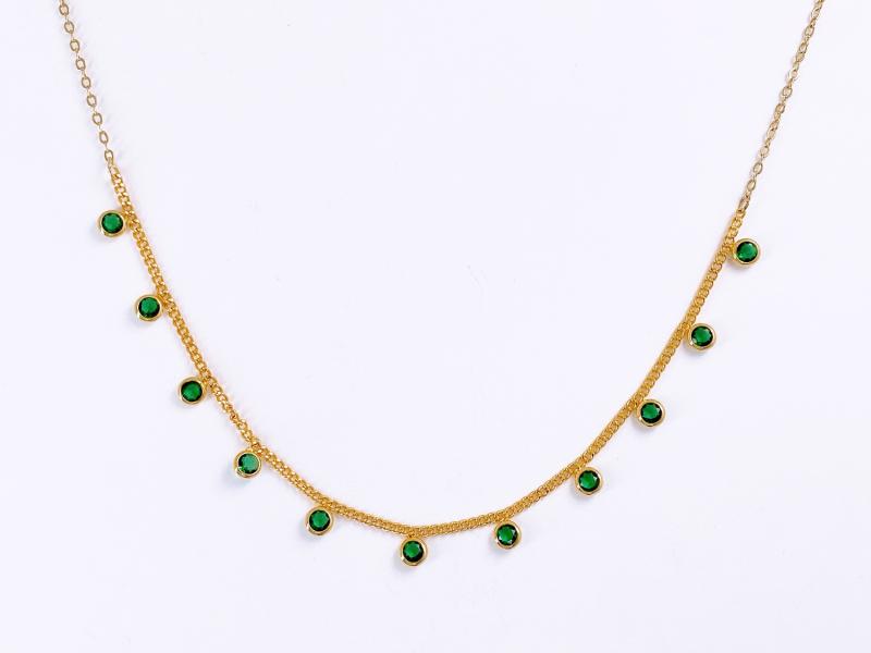 [Ozel] Shiny BRASS Cubic Zirconia Necklace
