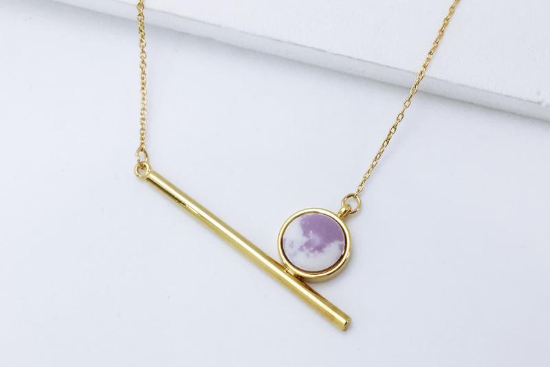 [Ozel] Chic Point Howlite Gemstone Necklace