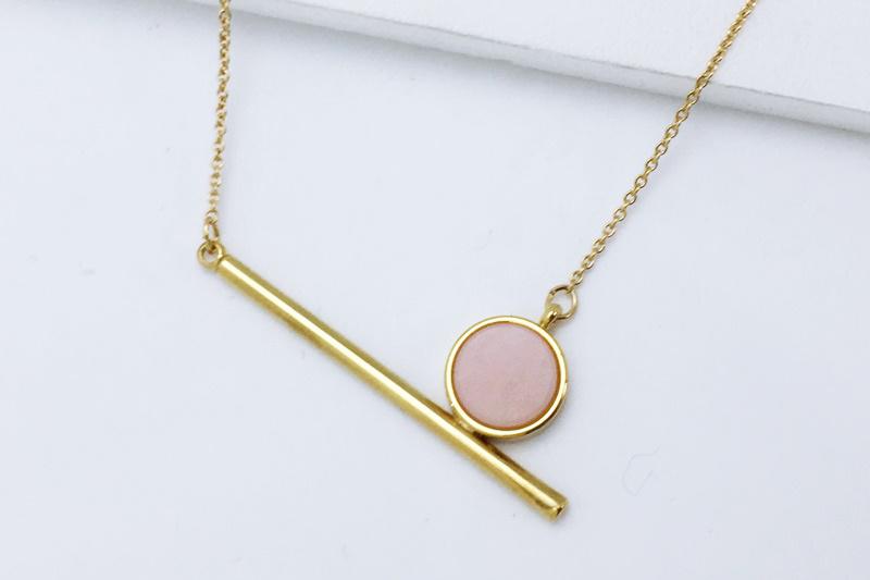 [Ozel] Simple Minimal Rose Quartz Gemstone Necklace