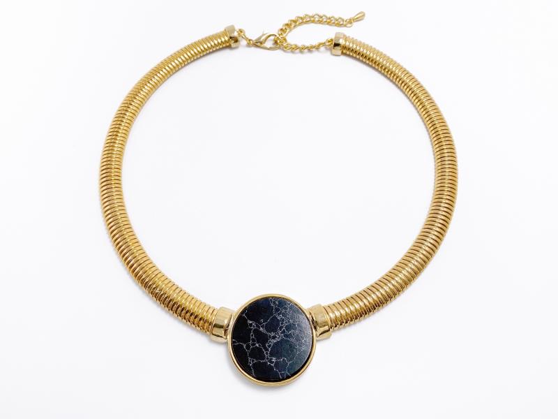 [Ozel] Shiny ZINC/STEEL Howlite Choker