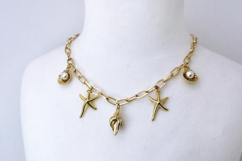 [Ozel] Sophisticated Glossy Chain Pearl Zinc Alloy Necklace