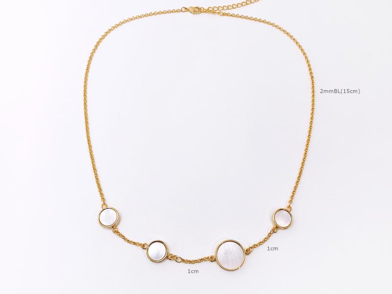[Ozel] Trendy Glossy Brass Zinc Alloy Natural Mother-of-Pearl Necklace
