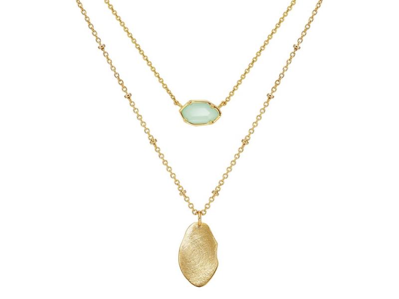 [Ozel] Shiny Curved BRASS/STEEL Glass Necklace