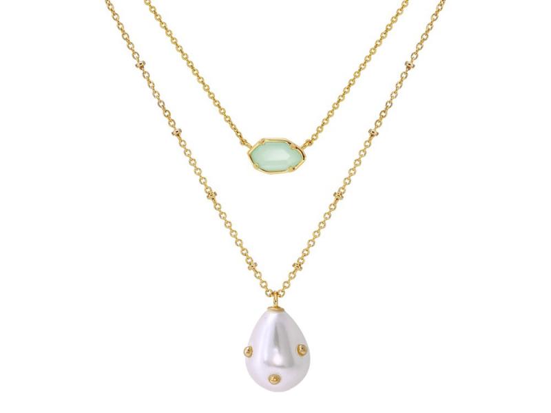 [Ozel] Shiny BRASS/ACRYLIC Glass Necklace