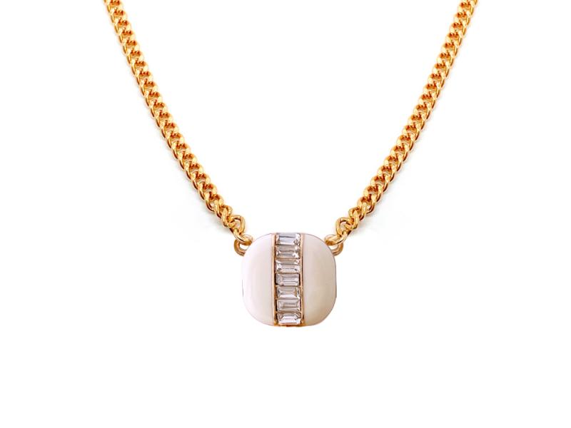 [Ozel] Shiny BRASS/ZINC Glass Necklace