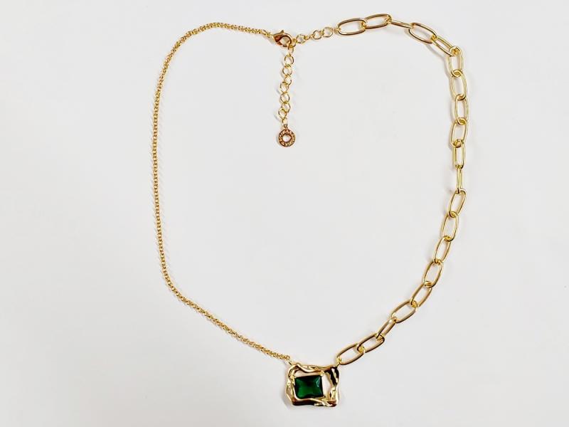 [Ozel] BRASS/STEEL Glass Necklace