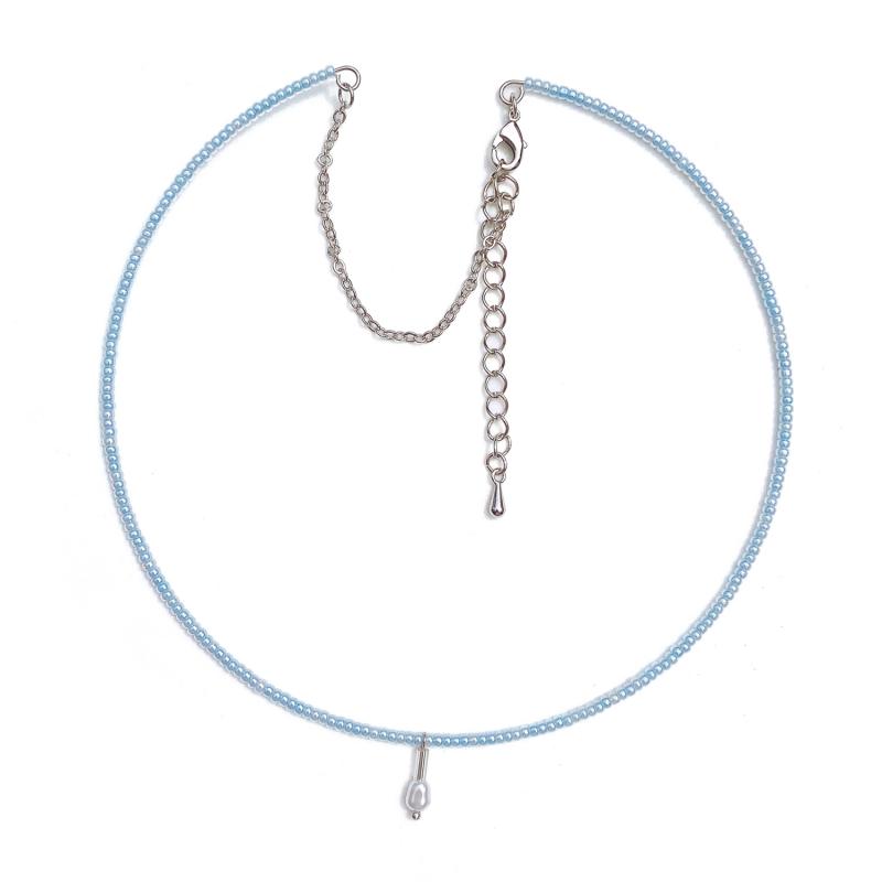 [Ozel] Shiny BRASS/ACRYLIC Pearl/Glass Necklace