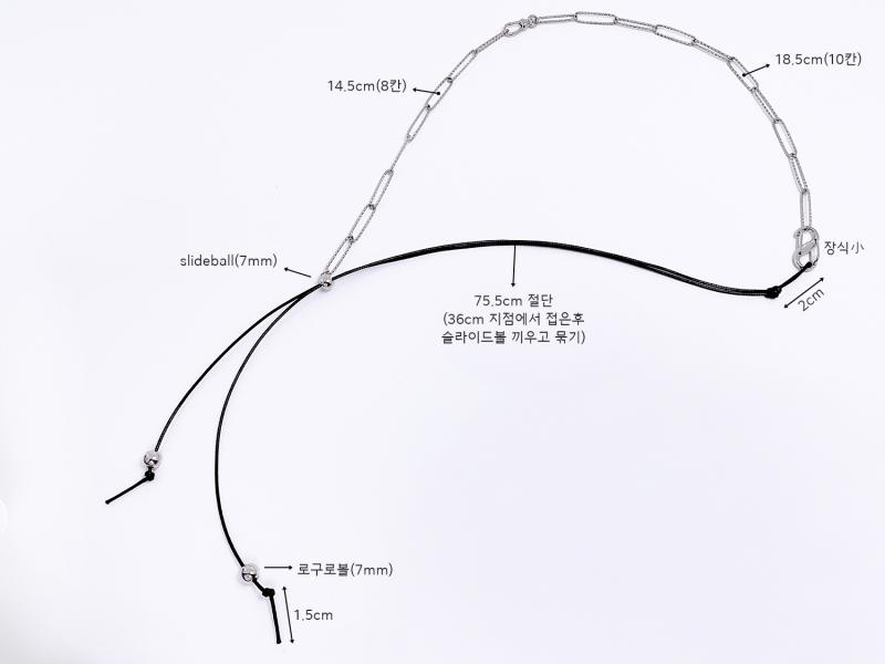 [오젤] 포인트룩 유광 가죽 신주 써지컬스틸 목걸이