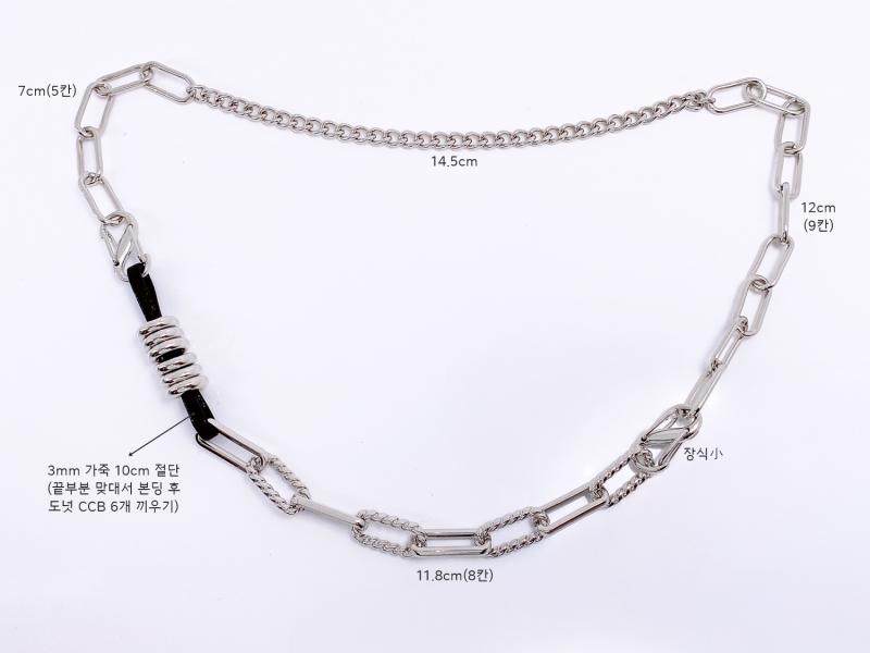 [오젤] 로맨틱 무드 유광 가죽 써지컬스틸 아연합금 목걸이