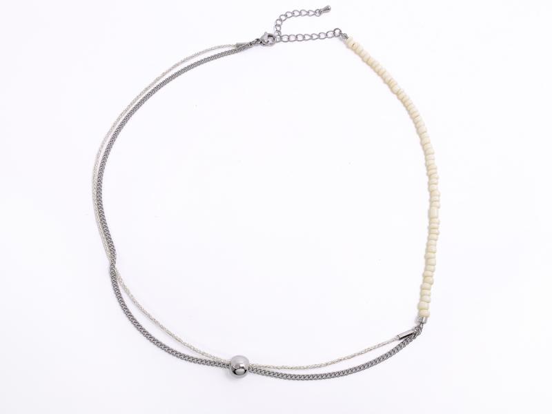 [Ozel] Shiny STEEL/ACRYLIC Necklace