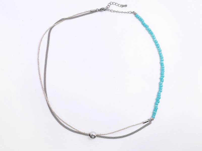 [Ozel] Shiny STEEL/ACRYLIC Necklace
