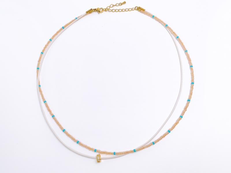 [Ozel] Shiny STEEL/ACRYLIC Cubic Zirconia Necklace