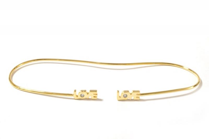 [Ozel] Statement Look Glossy Brass Cubic Bracelet