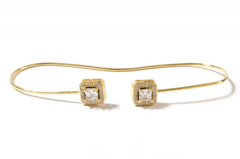 [Ozel] Daily Statement Glossy Brass Cubic Bracelet