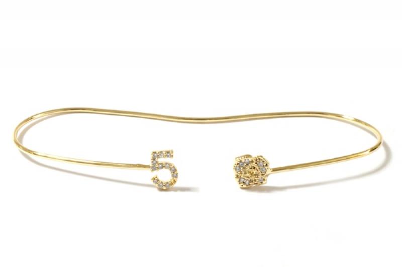 [Ozel] Vintage Vibe Glossy Brass Cubic Bracelet