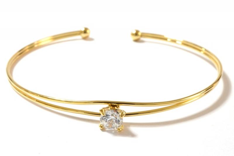 [Ozel] Elegant Glossy Brass Cubic Bracelet