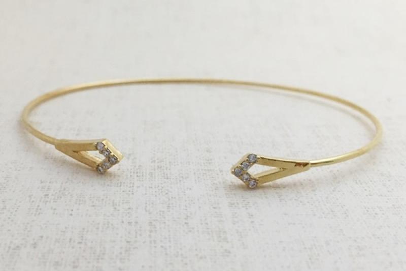 [Ozel] Modern Classic Glossy Brass Cubic Bracelet