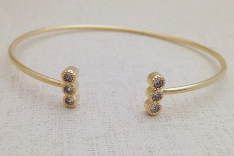 [Ozel] Chic Point Glossy Brass Cubic Bracelet