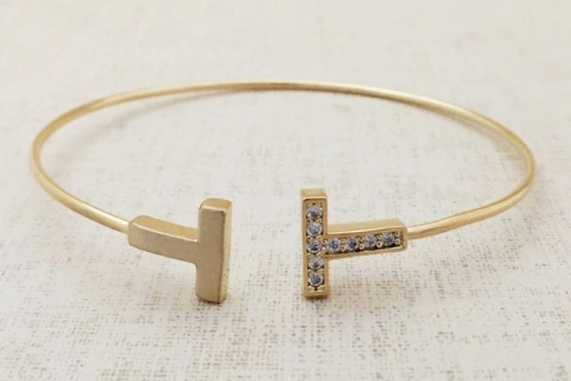 [Ozel] Sophisticated Glossy Brass Cubic Bracelet
