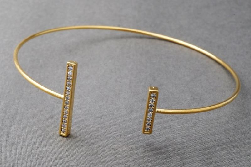 [Ozel] Wedding Guest Look Glossy Brass Cubic Bracelet