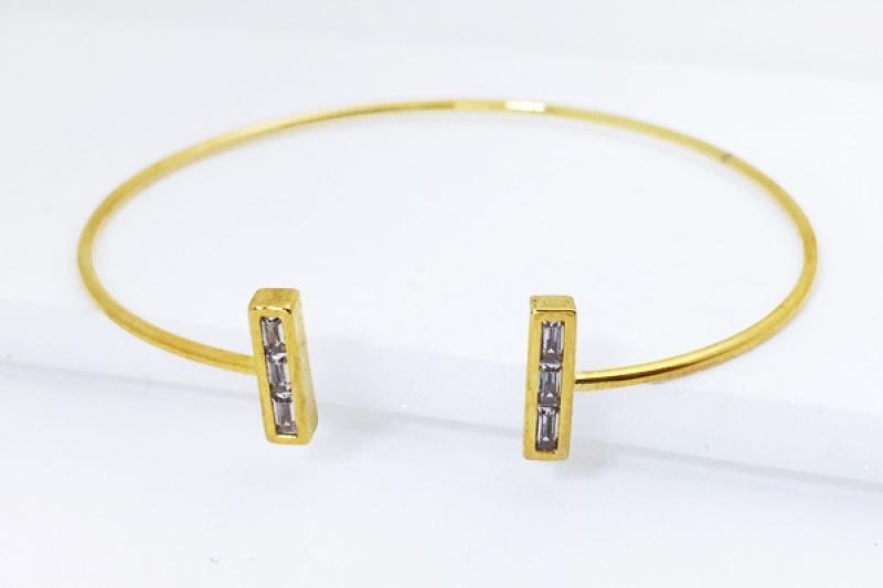 [Ozel] Vintage Vibe Glossy Brass Cubic Bracelet