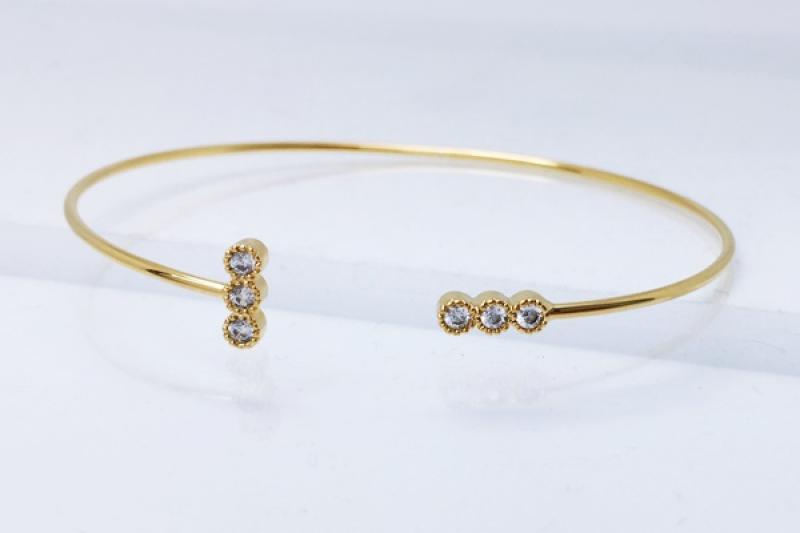 [Ozel] Feminine Glossy Brass Cubic Bracelet