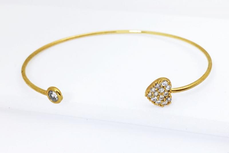 [Ozel] Feminine Glossy Brass Cubic Bracelet