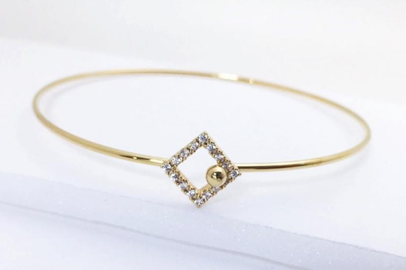 [Ozel] Romantic Mood Glossy Brass Cubic Bracelet