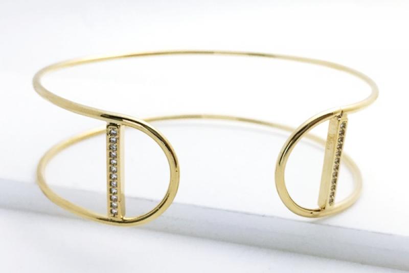 [Ozel] Unique Mood Glossy Brass Cubic Bracelet